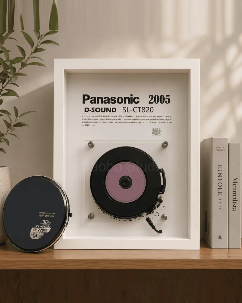 Panasonic SL-CT820 CD player in a white pine frame