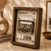 Sony Walkman WM-EX610 Cassette Frame - restored vintage audio player in wooden display frame
