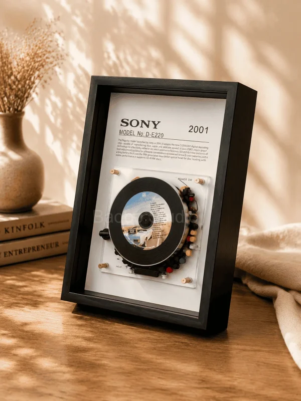 img_1758 Sony D-E220 - restored vintage audio player in wooden display frame