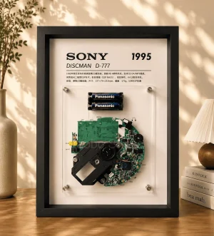 img_1798 Sony Discman D 777 CD Frame restored vintage audio player in wooden display frame