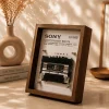 Sony WM-170 Cassette Player Frame - restored vintage audio player in wooden display frame