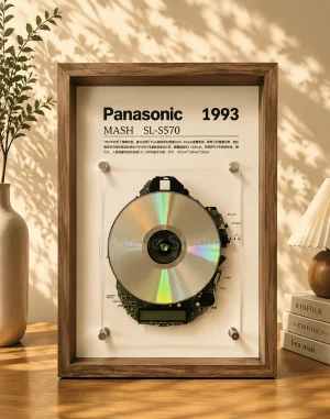 img_1808 Panasonic MASH SL S570 CD Frame restored vintage audio player in wooden display frame