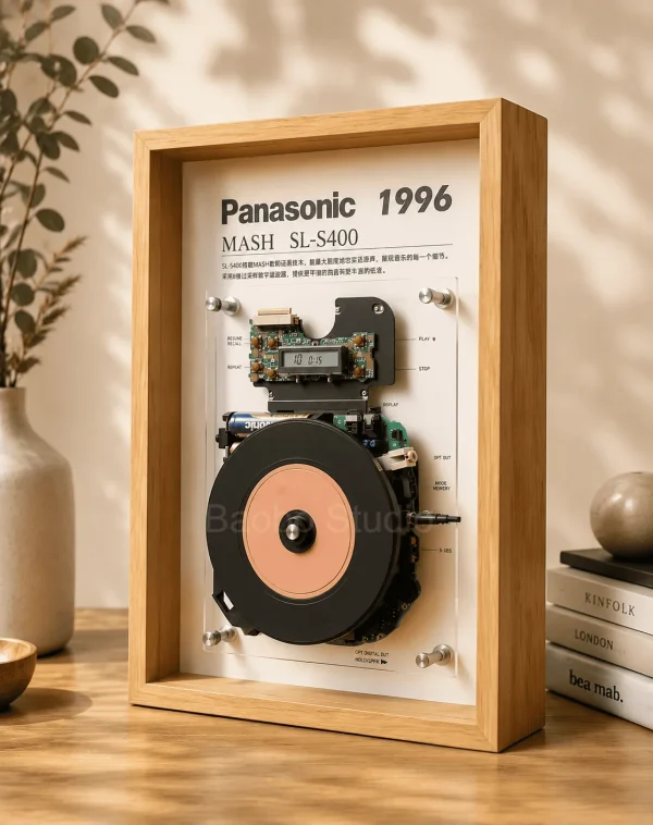 Panasonic MASH SL-S400 CD Frame - restored vintage audio player in wooden display frame