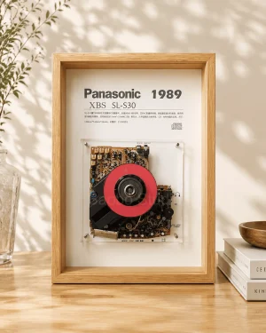 img_1822 Panasonic XBS SL S30 CD Frame restored vintage audio player in wooden display frame