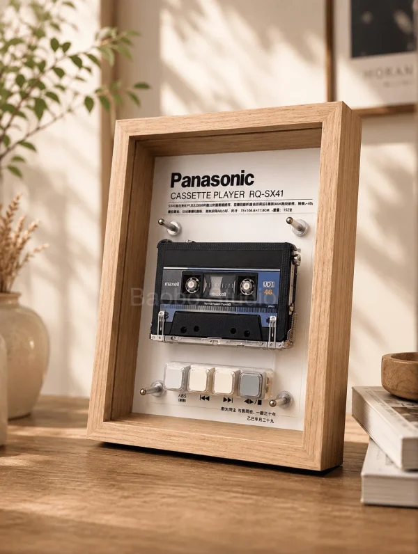 Panasonic RQ-SX41 Cassette Frame - restored vintage audio player in wooden display frame