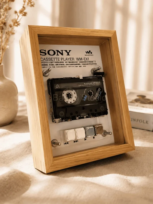 img_1843 Sony Walkman WM-EX1 Cassette Frame - restored vintage audio player in wooden display frame