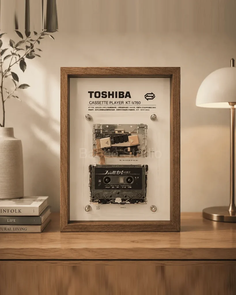 Toshiba KT-V760 cassette player in a dark walnut frame