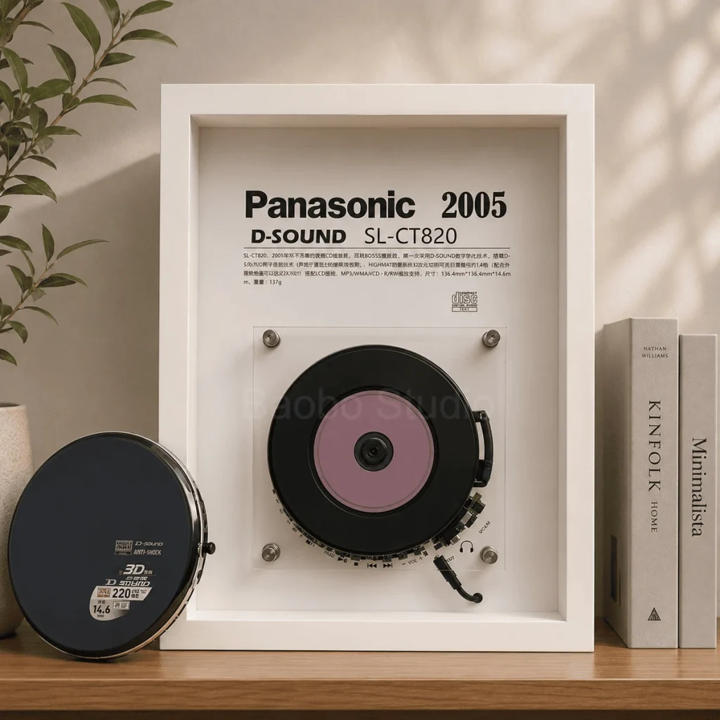 Panasonic SL-CT820 CD player in a pale pine frame
