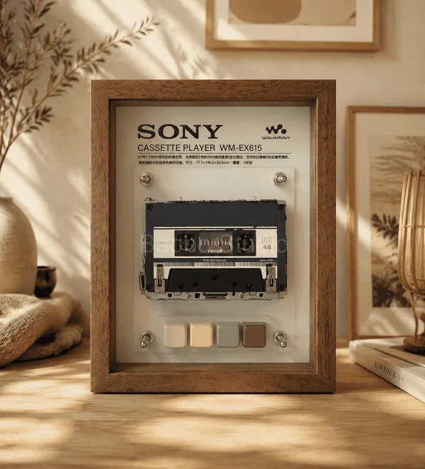sony-walkman-wm-ex615-cassette-frame-cover Sony Walkman WM-EX615 restored cassette player framed as playable wall art - cover photo
