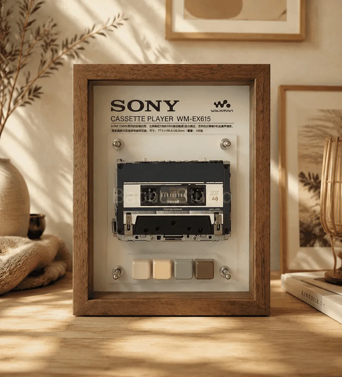 Sony Walkman WM-EX615 restored and framed as playable wall art