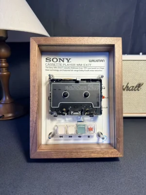 Framed Sony Walkman WM-EX77 cassette player wall art — front view